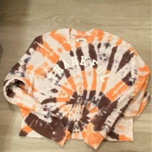 BFFS & BABES Cropped "Thankful" Orange Tie-Dye Sweatshirt